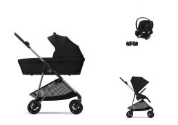 CYBEX Melio + Cot Travel Set Aton S2 i-Size magic black 2024